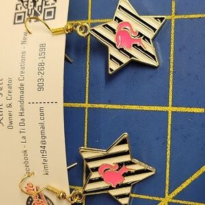 Barbie Dangle Star Earrings Pink